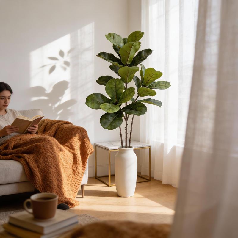 Large Artificial Fiddle Leaf F - đánh giá và giá Ficus Lyrata Tree