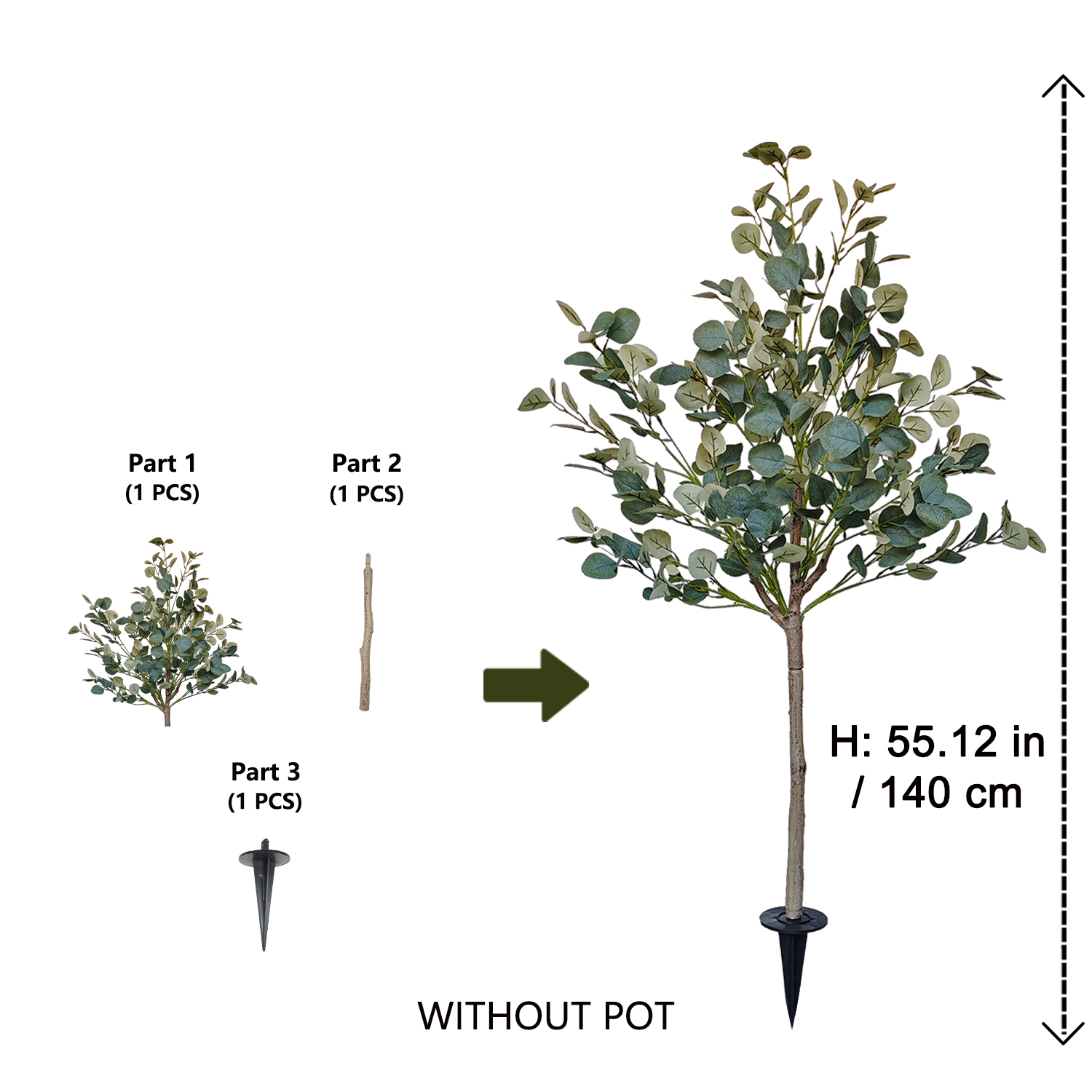 140cm Artificial Eucalyptus Pl - đánh giá và giá Ficus Lyrata Tree